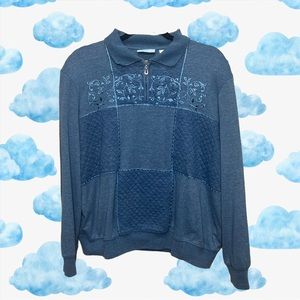 Alfred Dunner Y2K Women’s XL Blue Embellished Quilted Patchwork Pullover